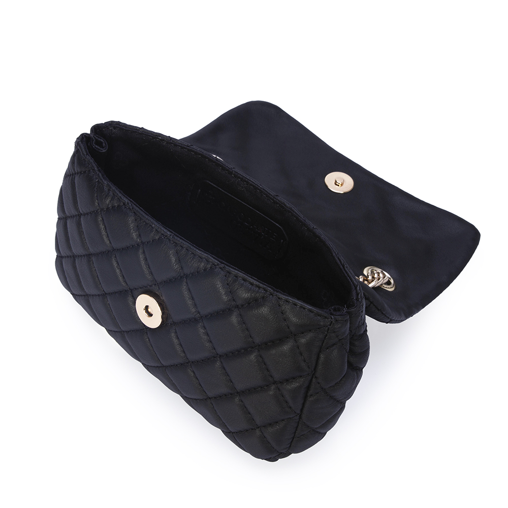 BOLSA  PRETA DE COURO MATELASS&Ecirc; DOURADA MINI OL&Iacute;VIA image number 4