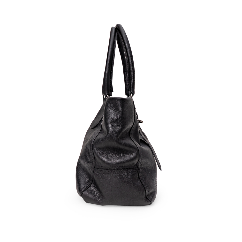 BOLSA GRANDE SHOPPER PRETA DE COURO image number 1