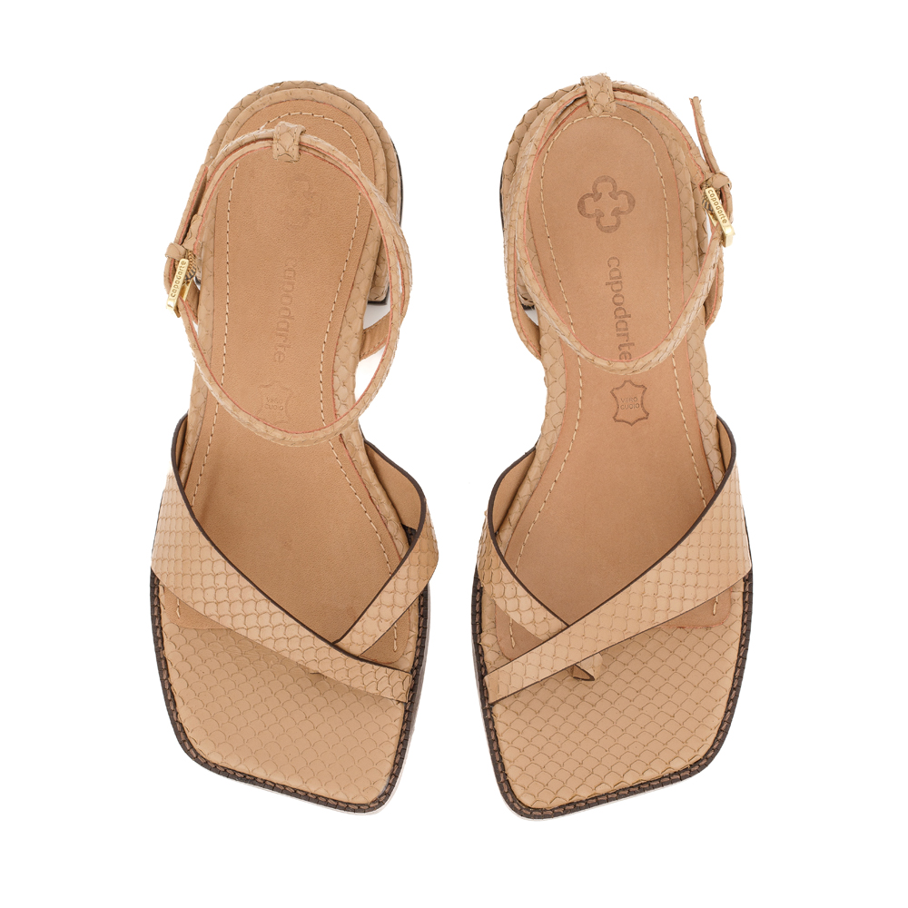 SAND&Aacute;LIA BEGE SALTO BAIXO COURO PITONE image number 4