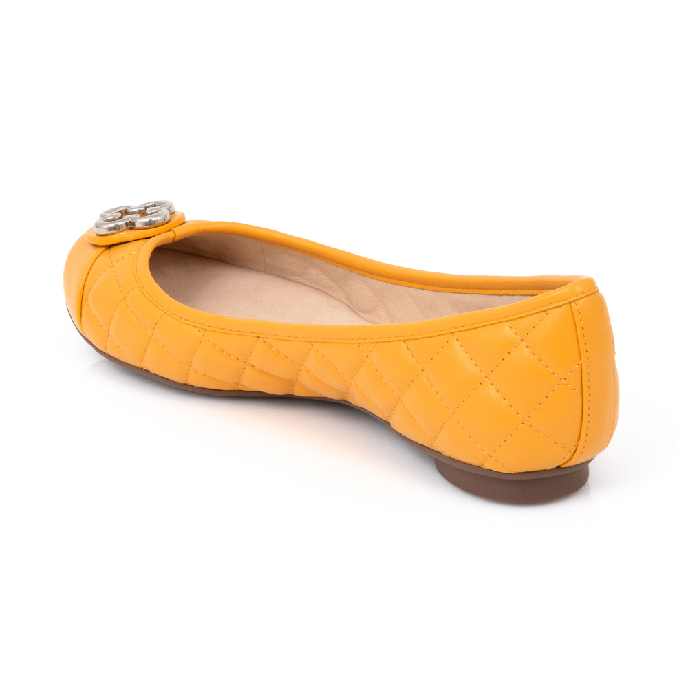 SAPATILHA CATHERINE AMARELO DAMASCO COURO MATELASS&Ecirc; image number 2