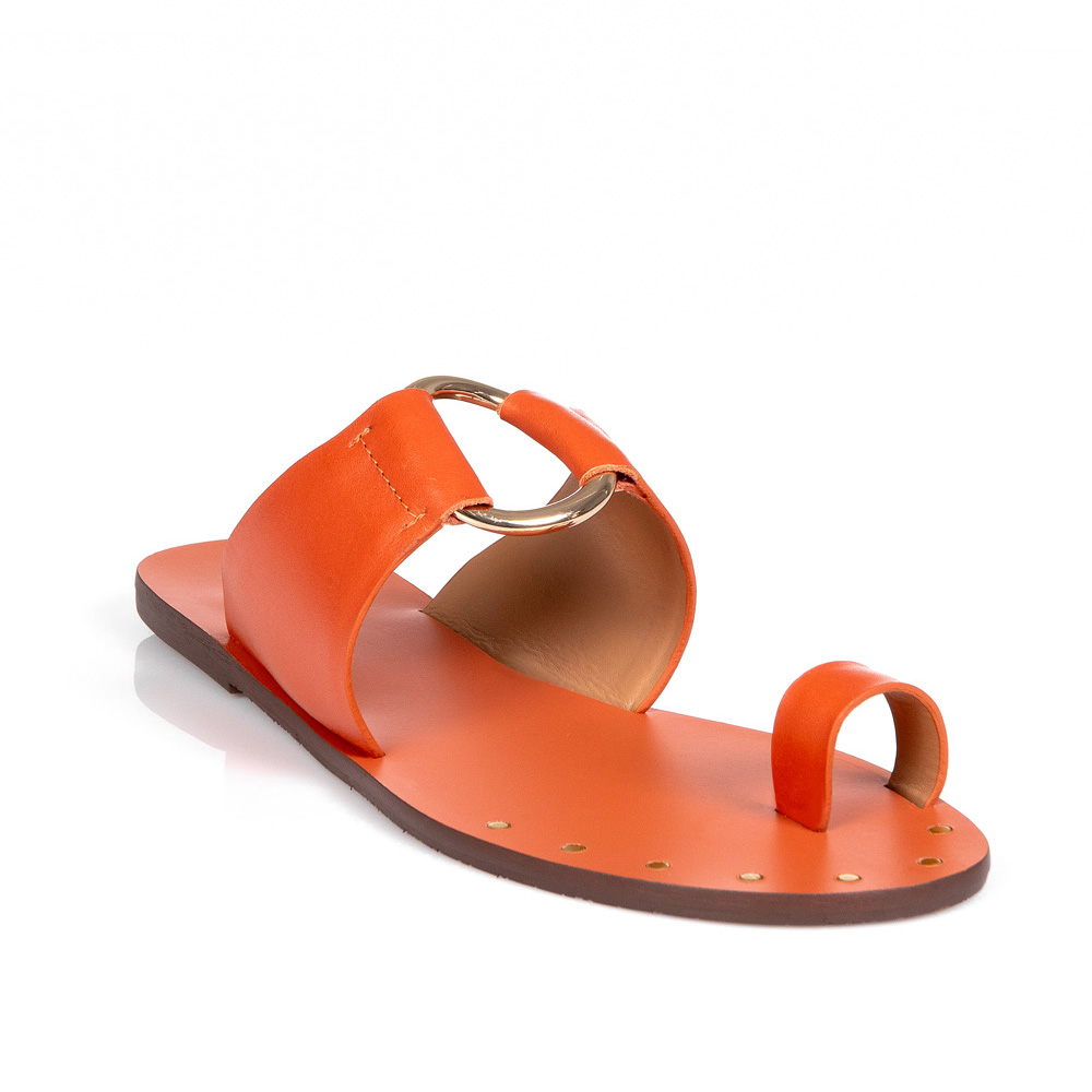 CHINELO RASTEIRO LARANJA DE COURO ARGOLA image number 4