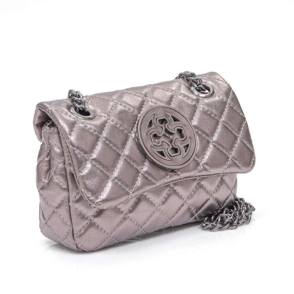 BOLSA PEQUENA COURO CINZA ALÇA CORRENTE OLIVIA image number 1