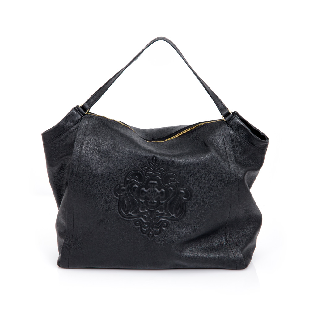 BOLSA GRANDE PRETA DE COURO SHOPPER Capodarte