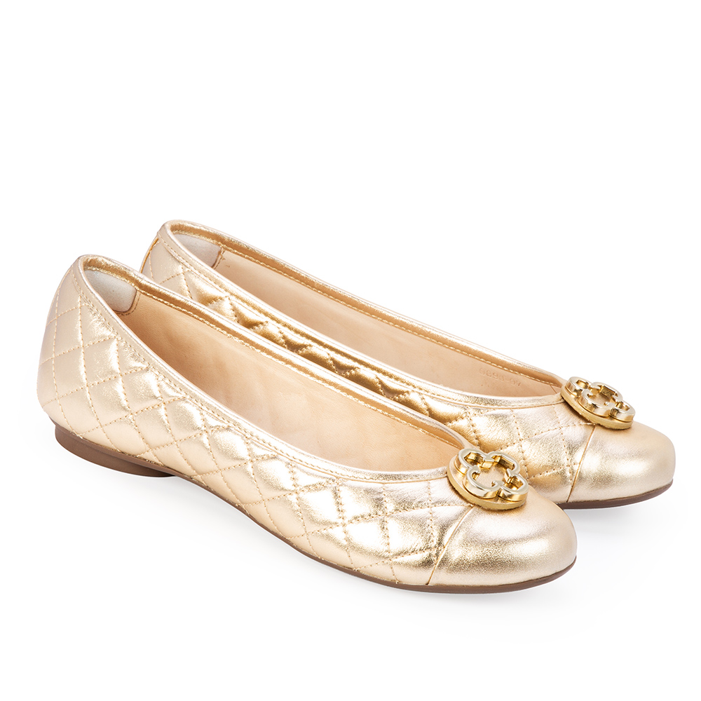 SAPATILHA DOURADA COURO BICO REDONDO CATHERINE image number 1