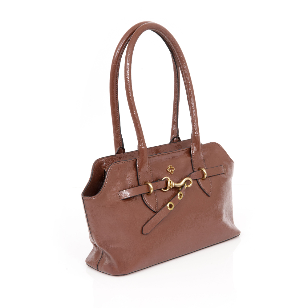 BOLSA MARROM &Eacute;BANO COURO GLOSSY image number 3