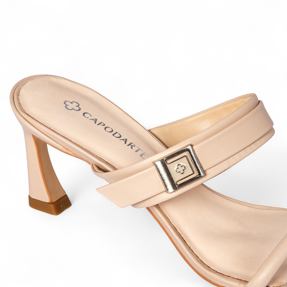 MULE SALTO ALTO NUDE SEDA DE COURO image number 2