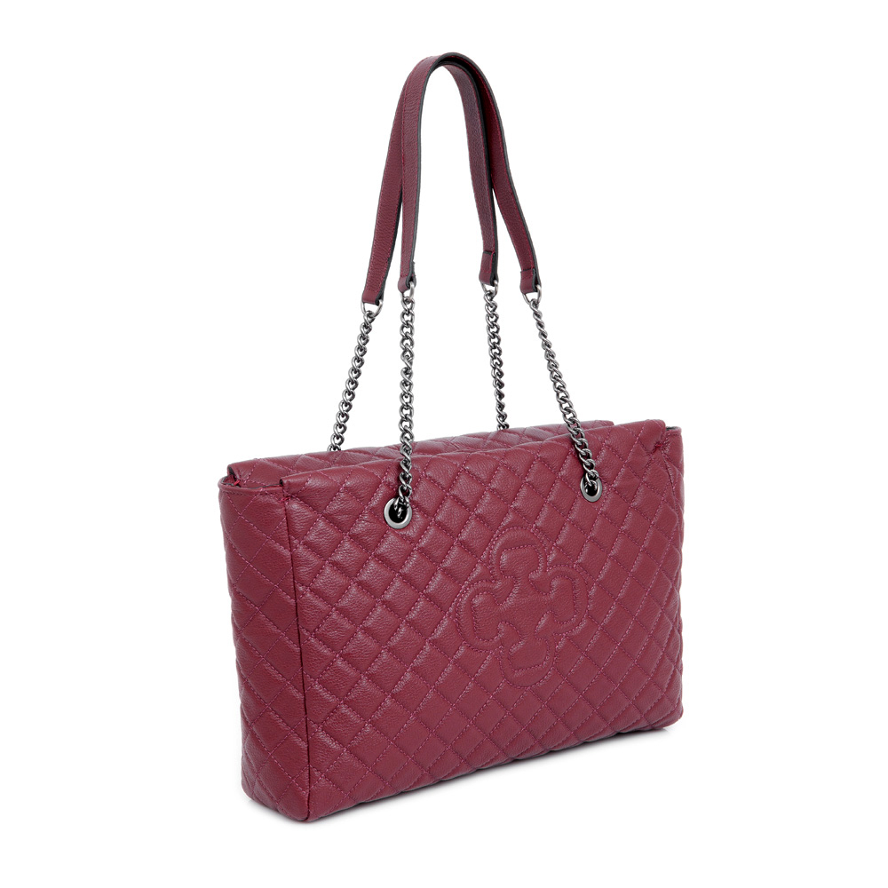 BOLSA M&Eacute;DIA BORGONHA COURO MATELASS&Ecirc; HOBO image number 3