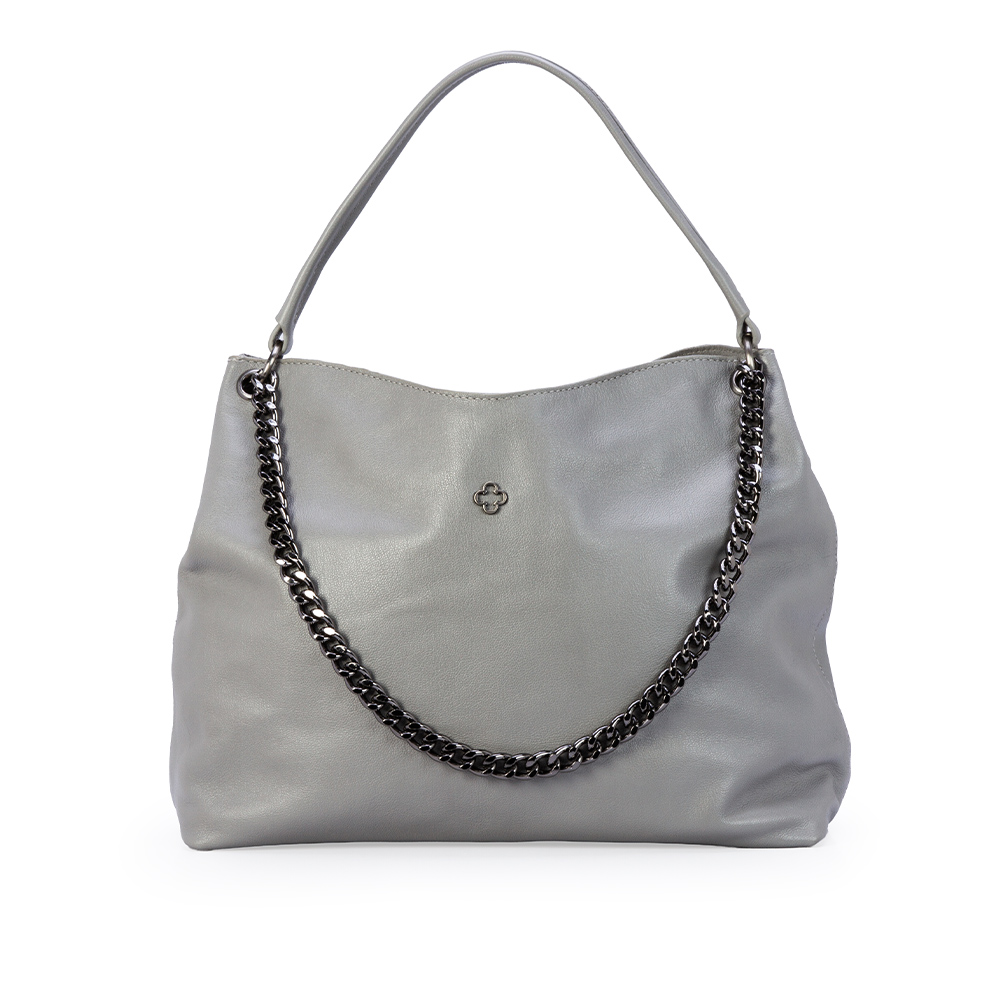 BOLSA GRANDE CINZA CARBONO COURO HOBO image number 0