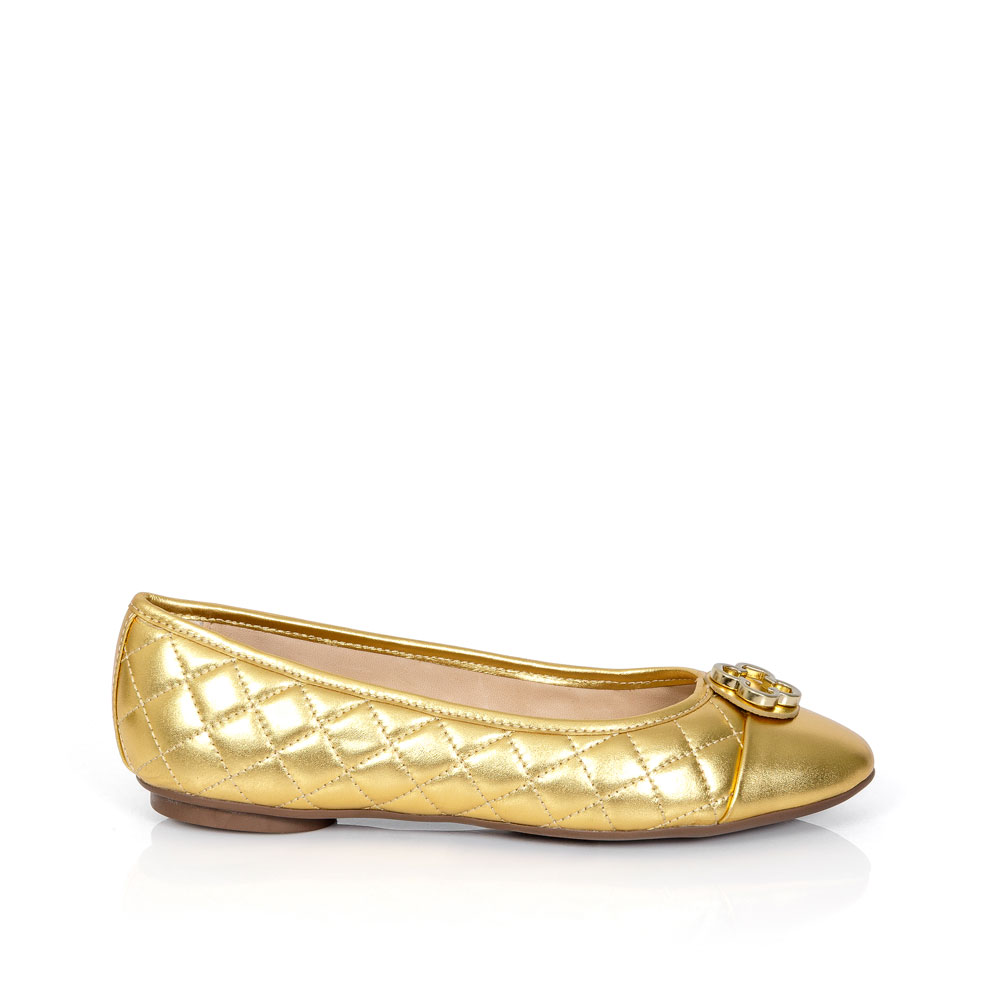 SAPATILHA CATHERINE MODERNIT&Aacute; DOURADA DE COURO MATELASS&Ecirc; image number 0