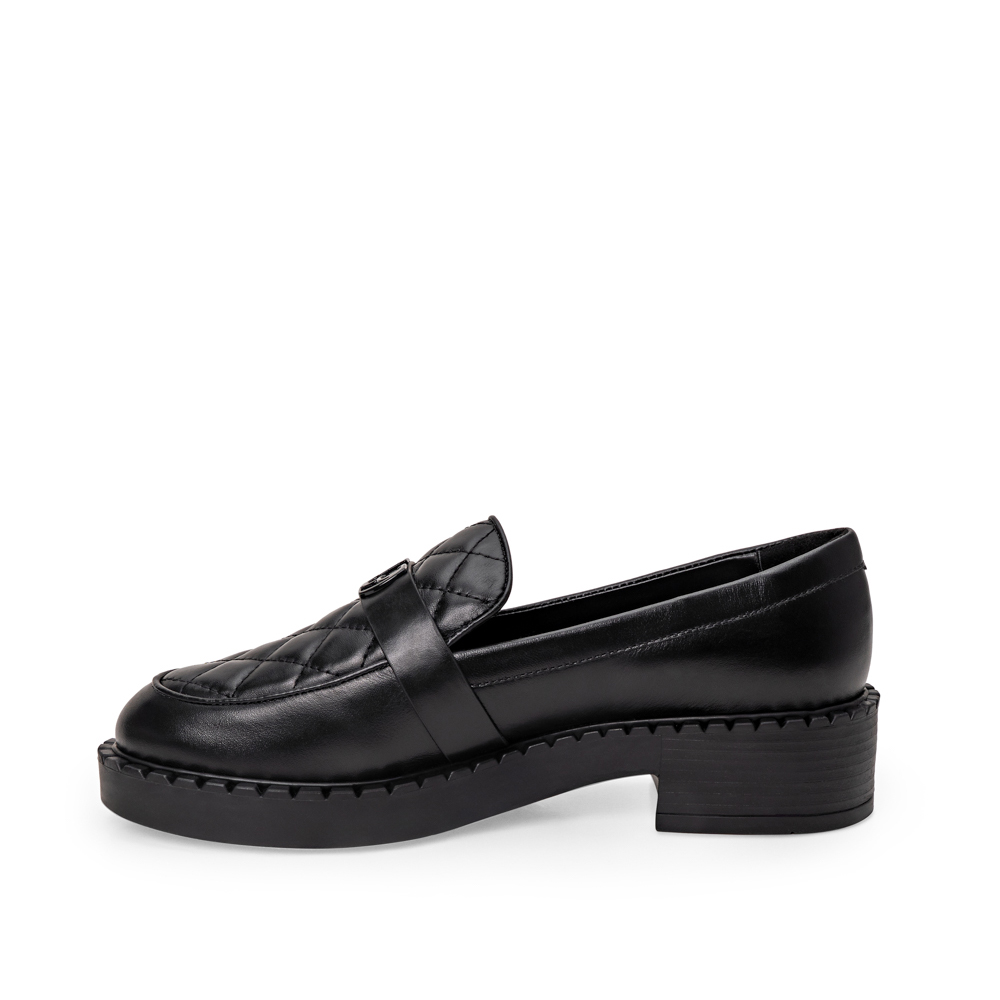 LOAFER MOCASSIM PRETO DE COURO MATELASS&Ecirc; image number 2
