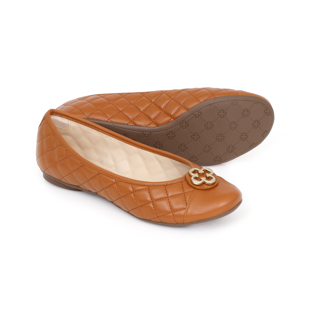 SAPATILHA CATHERINE VINTAGE DE COURO CARAMELO CAMEL MATELASS&Ecirc; image number 3