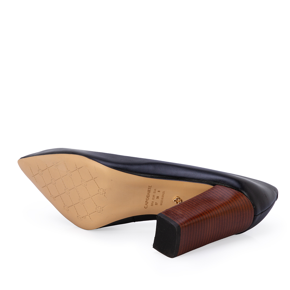 SCARPIN SALTO BLOCO PRETO DE COURO image number 3