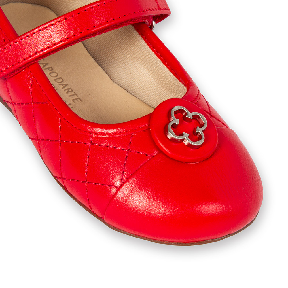 SAPATILHA BEB&Ecirc; VERMELHA RUBI DE COURO MATELASS&Ecirc; COM VELCRO CATHERINE image number 2