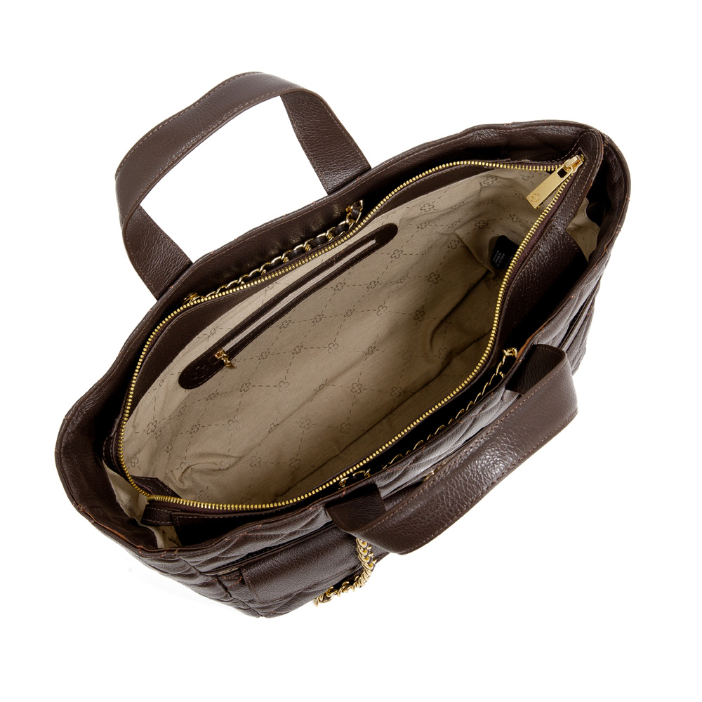 BOLSA GRANDE SHOPPER MARROM DE COURO MATELASS&Ecirc; image number 4