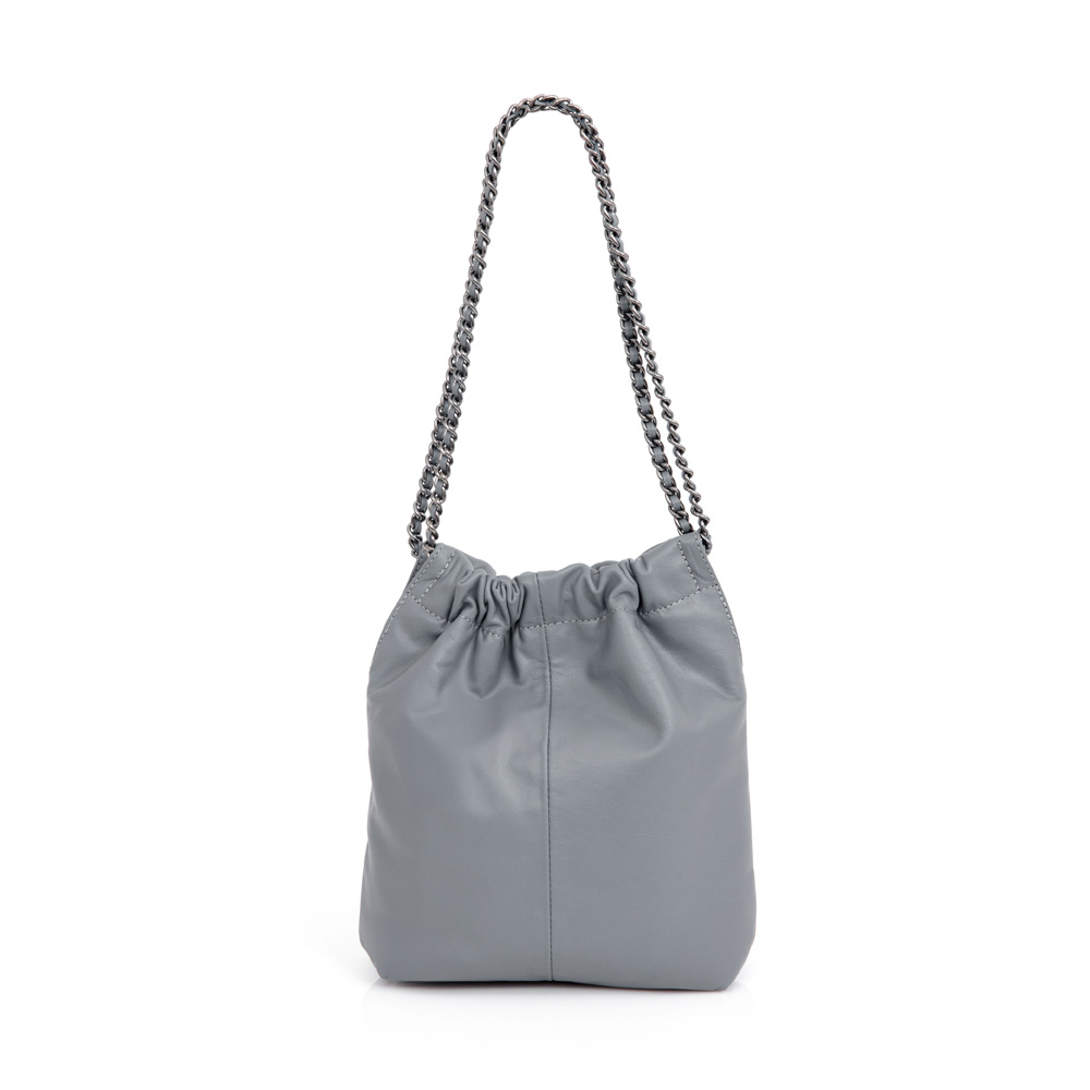 BOLSA DE COURO AZUL ÍNDIGO HOBO ALÇA CORRENTE image number 2