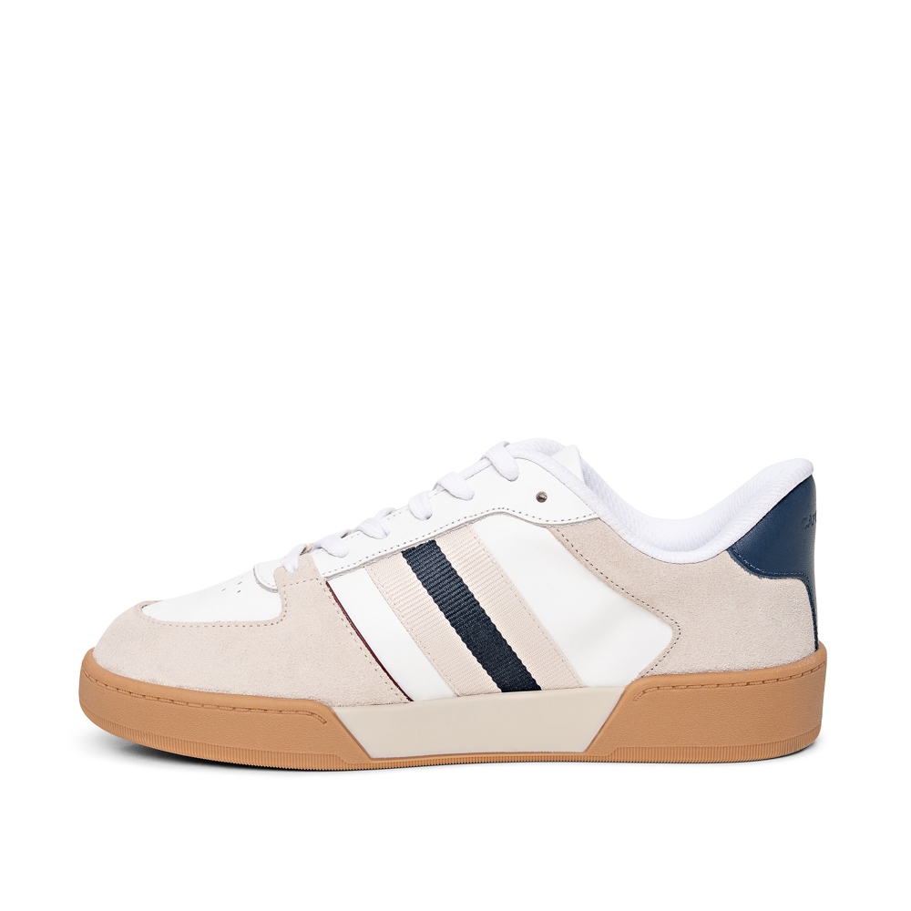 TÊNIS FEMININO BRANCO E MARINHO AZZURRO DE COURO AMARRAÇÃO image number 2