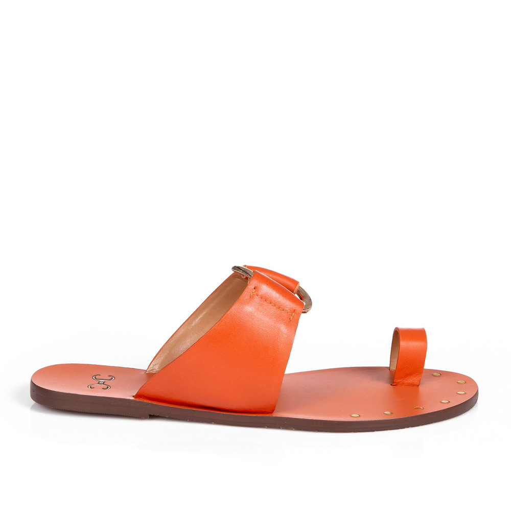 CHINELO RASTEIRO LARANJA DE COURO ARGOLA image number 0