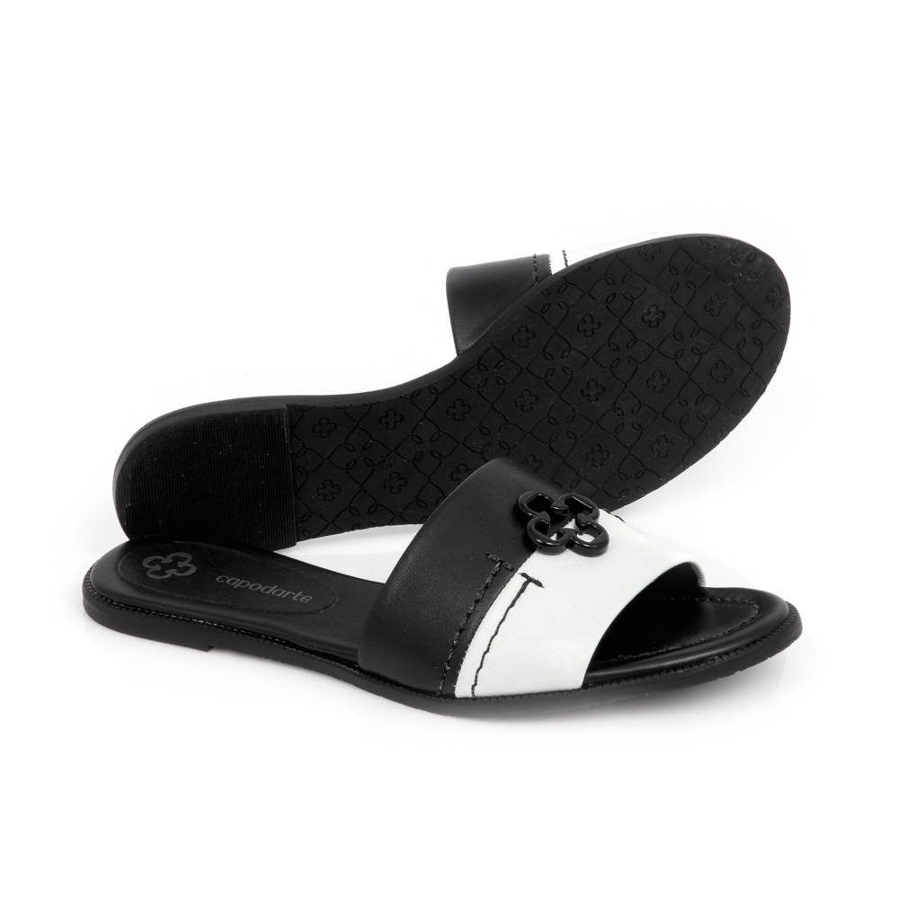 CHINELO PRETO E BRANCO RASTEIRA COURO image number 3