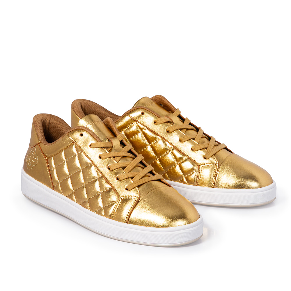 T&Ecirc;NIS FEMININO DOURADO DE COURO AMARRA&Ccedil;&Atilde;O MATELASS&Ecirc; image number 1