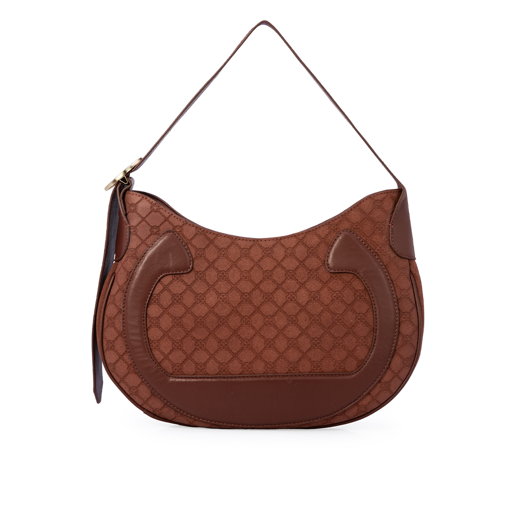 BOLSA M&Eacute;DIA MARROM &Eacute;BANO DE COURO HOBO image number 0