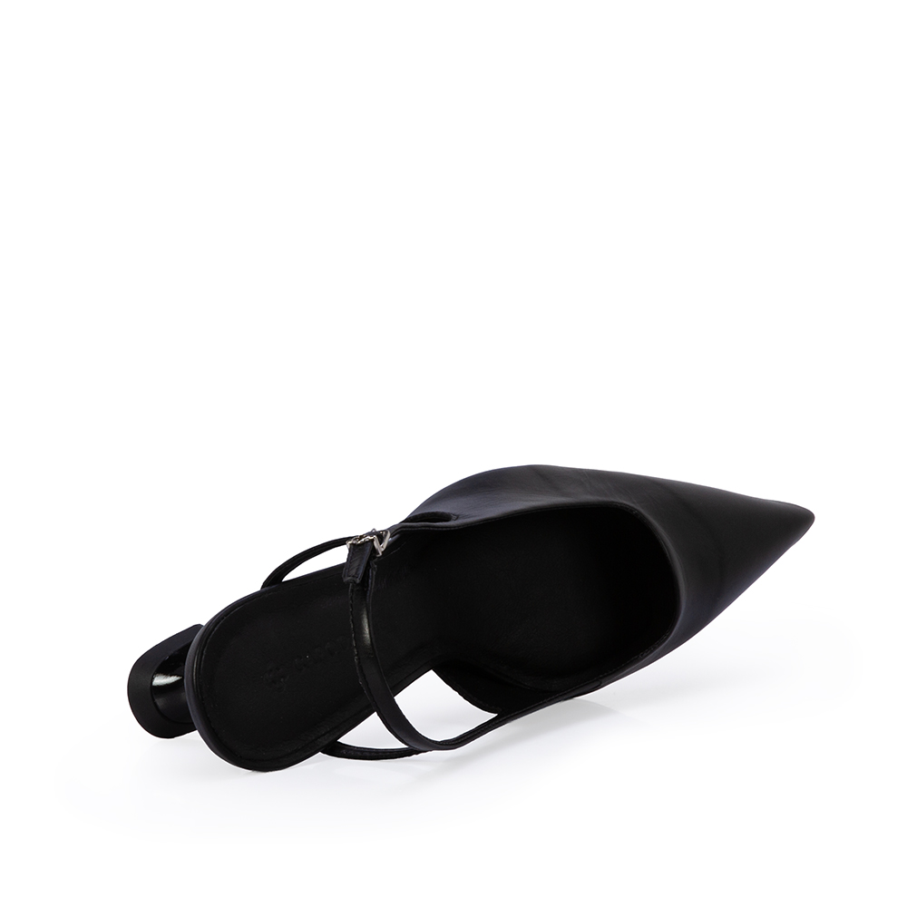 SCARPIN SLINGBACK PRETO DE COURO image number 4