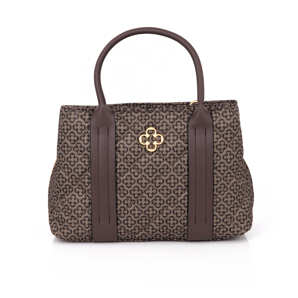 BOLSA TOTE BEGE E CAFÉ MONOGRAMA MÉDIA image number 0