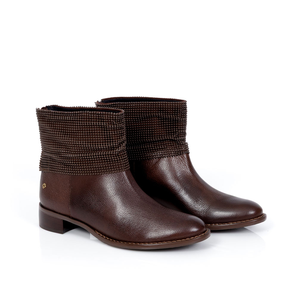 BOTA CANO CURTO MARROM CAF&Eacute; DE COURO HOTFIX image number 1