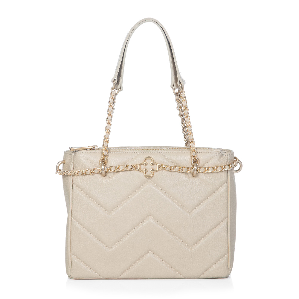 BOLSA M&Eacute;DIA BEGE DE COURO TOTE image number 0