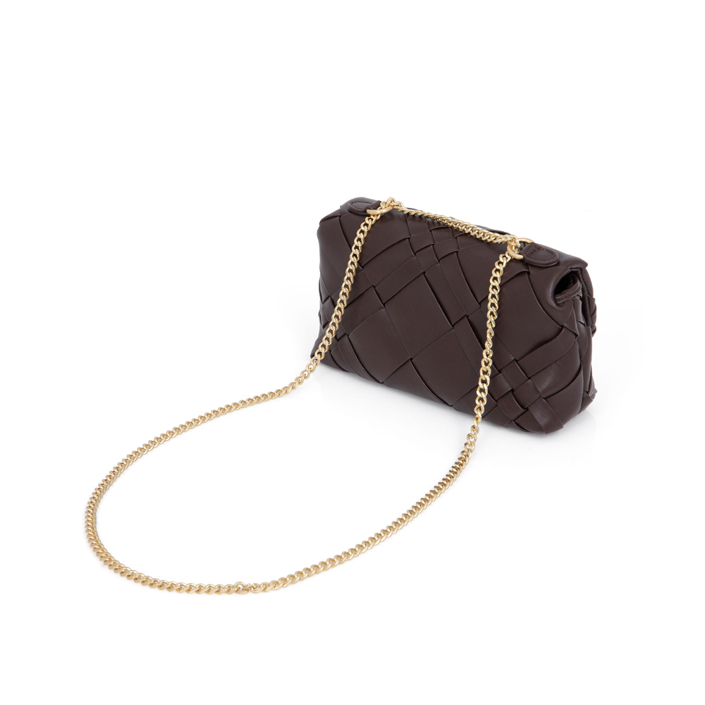 BOLSA SHOULDER BAG MARROM COM ALÇA CORRENTE DOURADA TRESSÊ image number 2