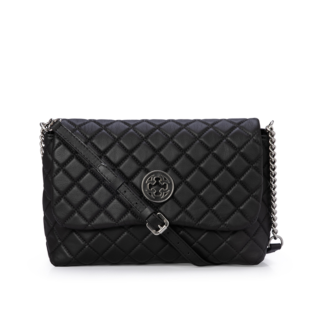 BOLSA PRETA DE COURO MATELASS&Ecirc; SHOULDER BAG image number 0