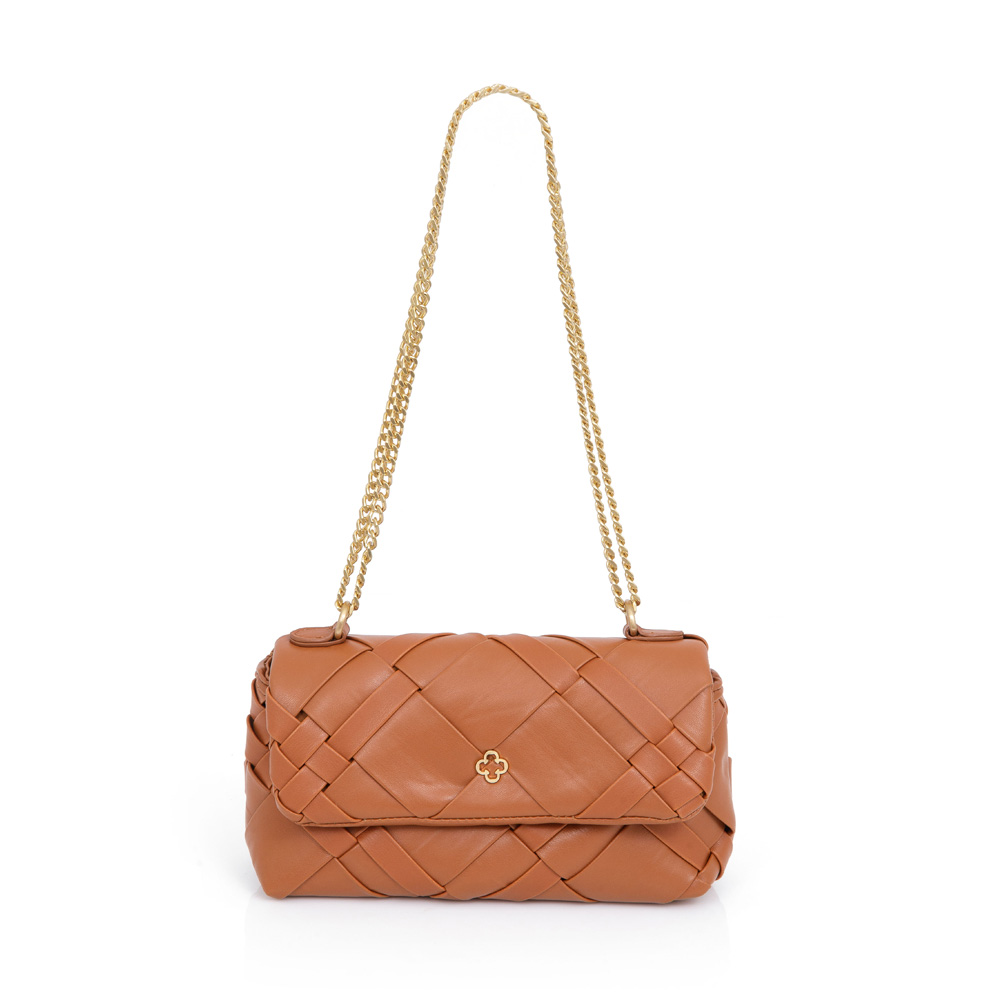 BOLSA SHOULDER BAG CARAMELO AL&Ccedil;A CORRENTE DOURADA TRESS&Ecirc; image number 0