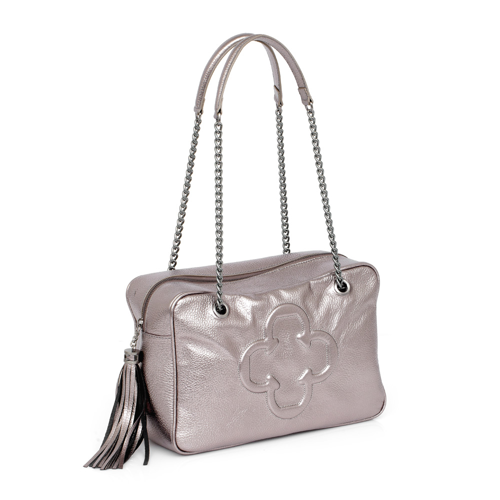 BOLSA SHOPPER CINZA PEWTER DE COURO image number 3
