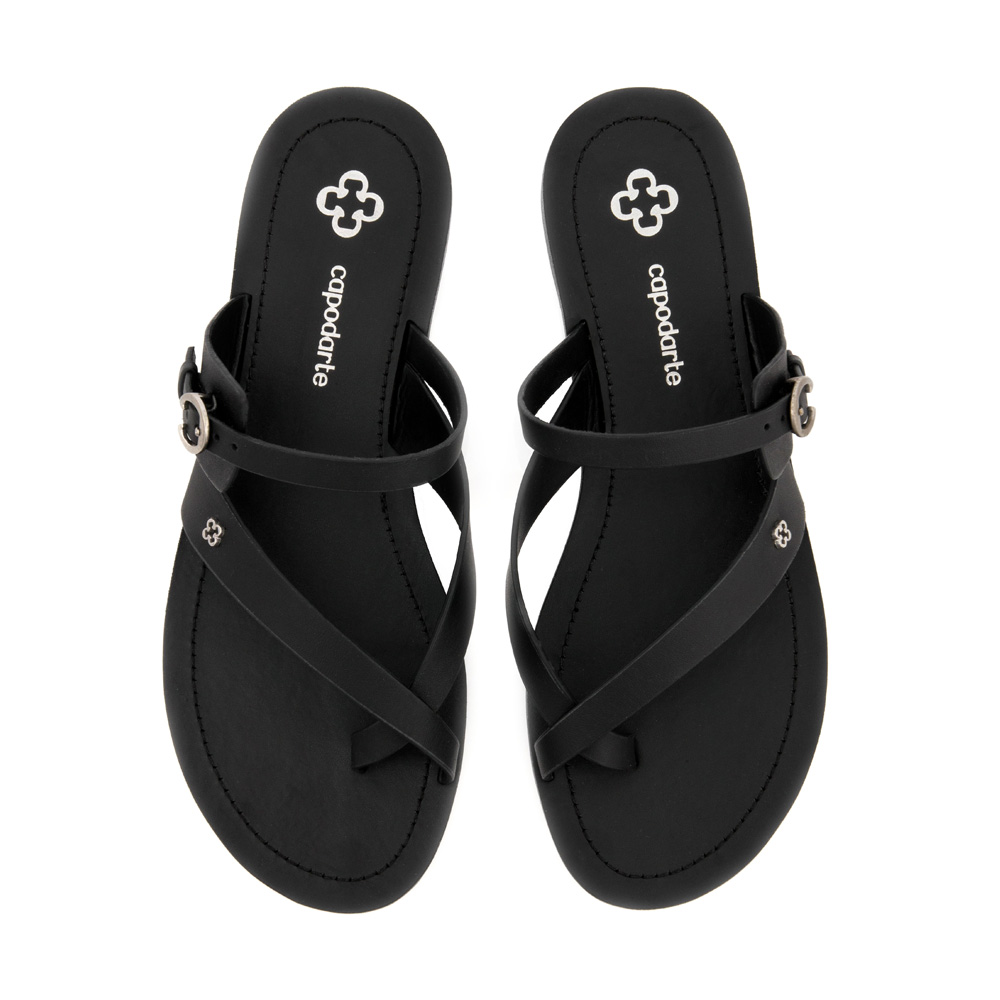 CHINELO RASTEIRA PRETO DE COURO TIRAS image number 4