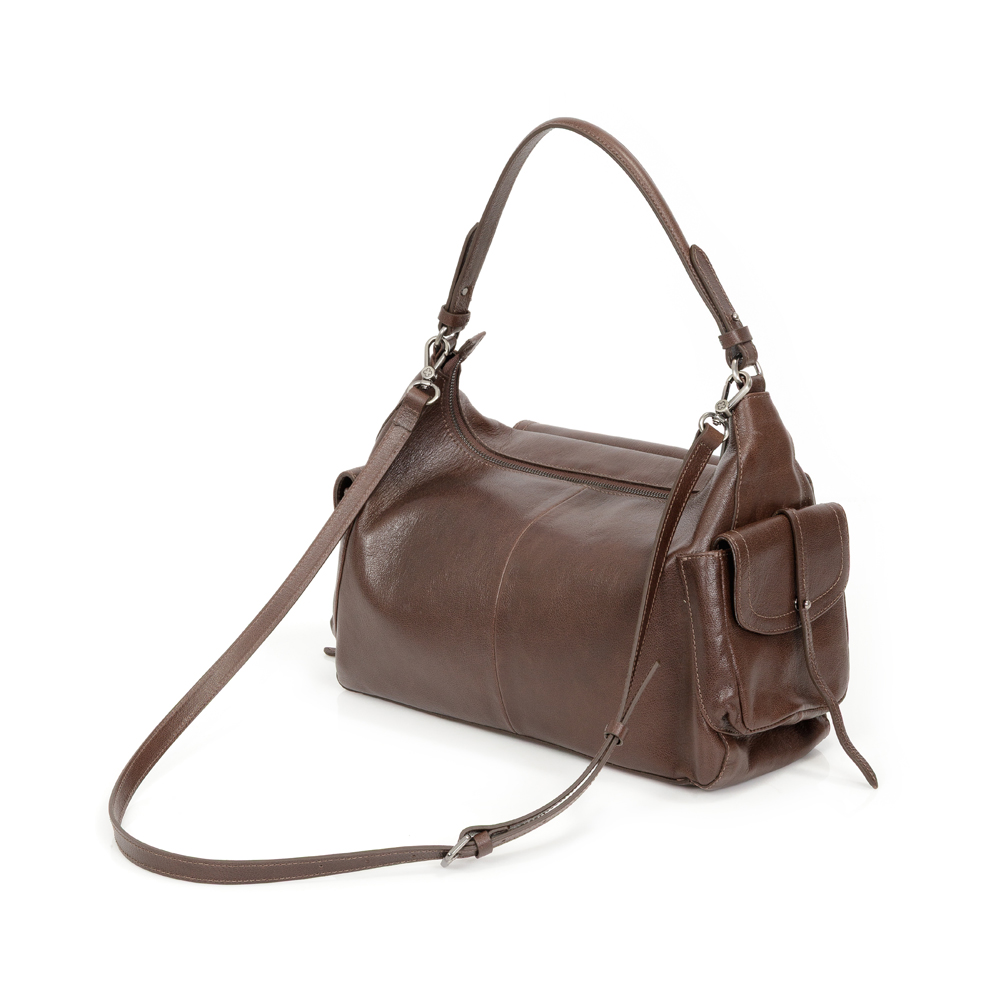 BOLSA M&Eacute;DIA DE COURO MARROM TOTE image number 2