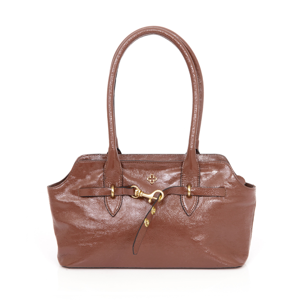 BOLSA MARROM &Eacute;BANO COURO GLOSSY image number 0