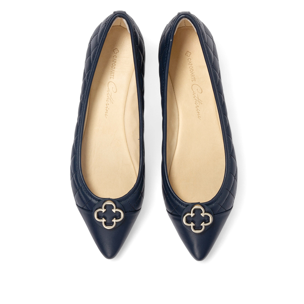 SAPATILHA BICO FINO MARINHO AZZURRO DE COURO MATELASS&Ecirc; CATHERINE image number 4