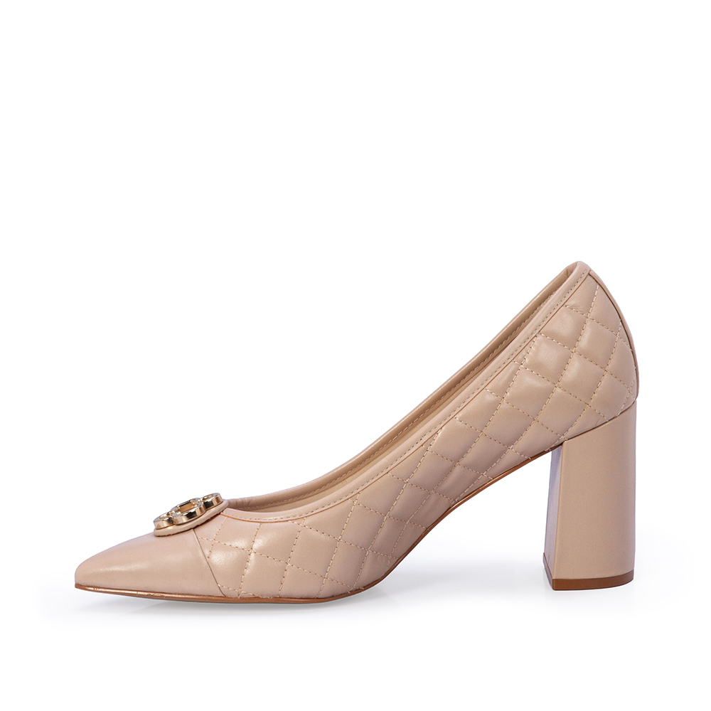 SCARPIN SALTO ALTO NUDE SEDA DE COURO SATINATO MATELASS&Ecirc; image number 2