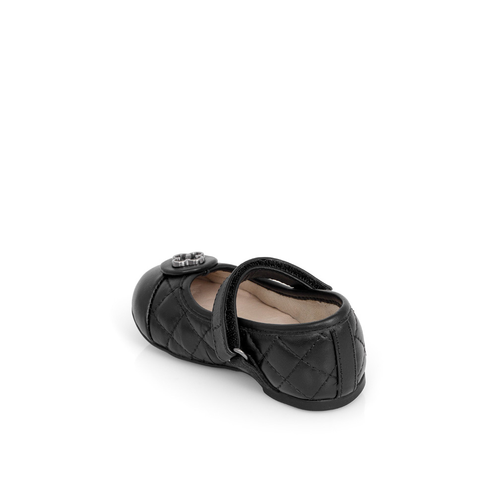SAPATILHA BEB&Ecirc; PRETA DE COURO MATELASS&Ecirc; COM VELCRO CATHERINE image number 2