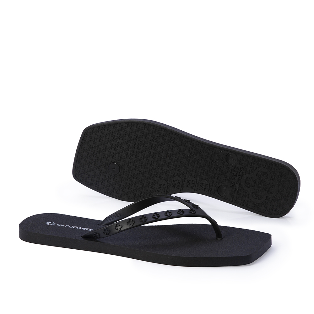 CHINELO DE DEDO BICO QUADRADO PRETO TIRAS MONOGRAMA image number 3