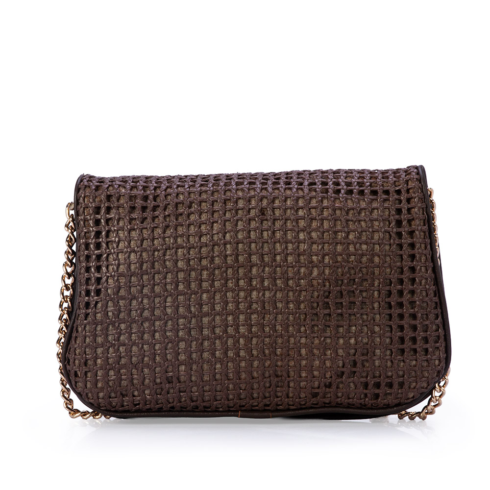 BOLSA TIRACOLO MARROM DE COURO TRAMADA image number 2