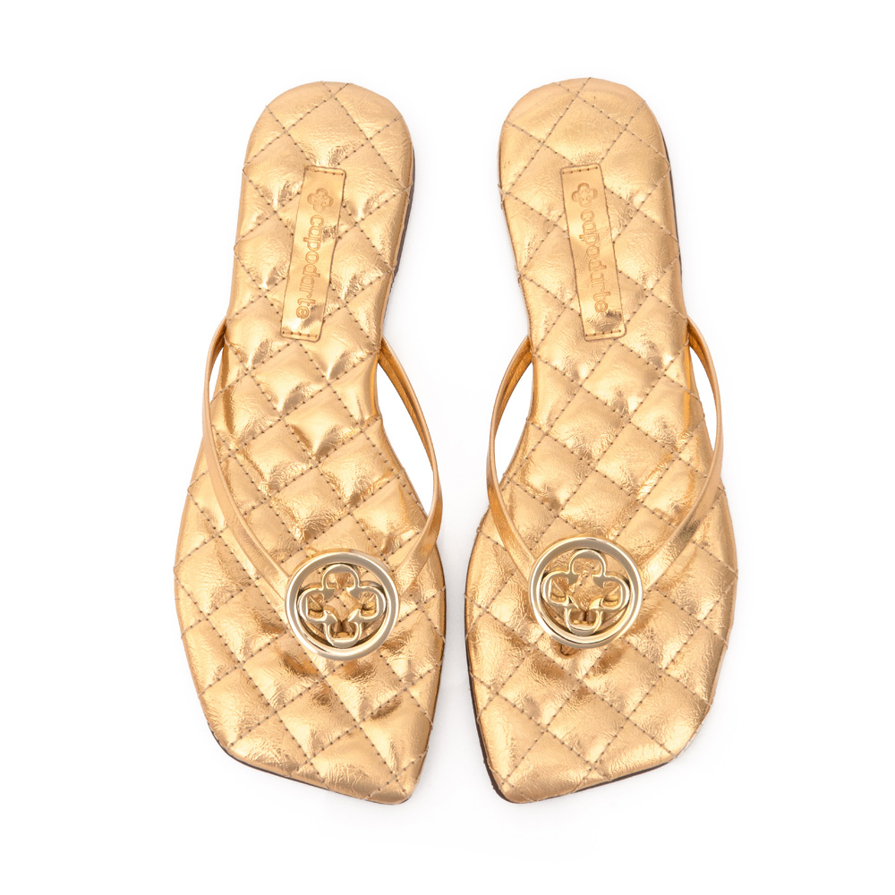 CHINELO DOURADO BICO QUADRADO MATELASSÊ image number 4