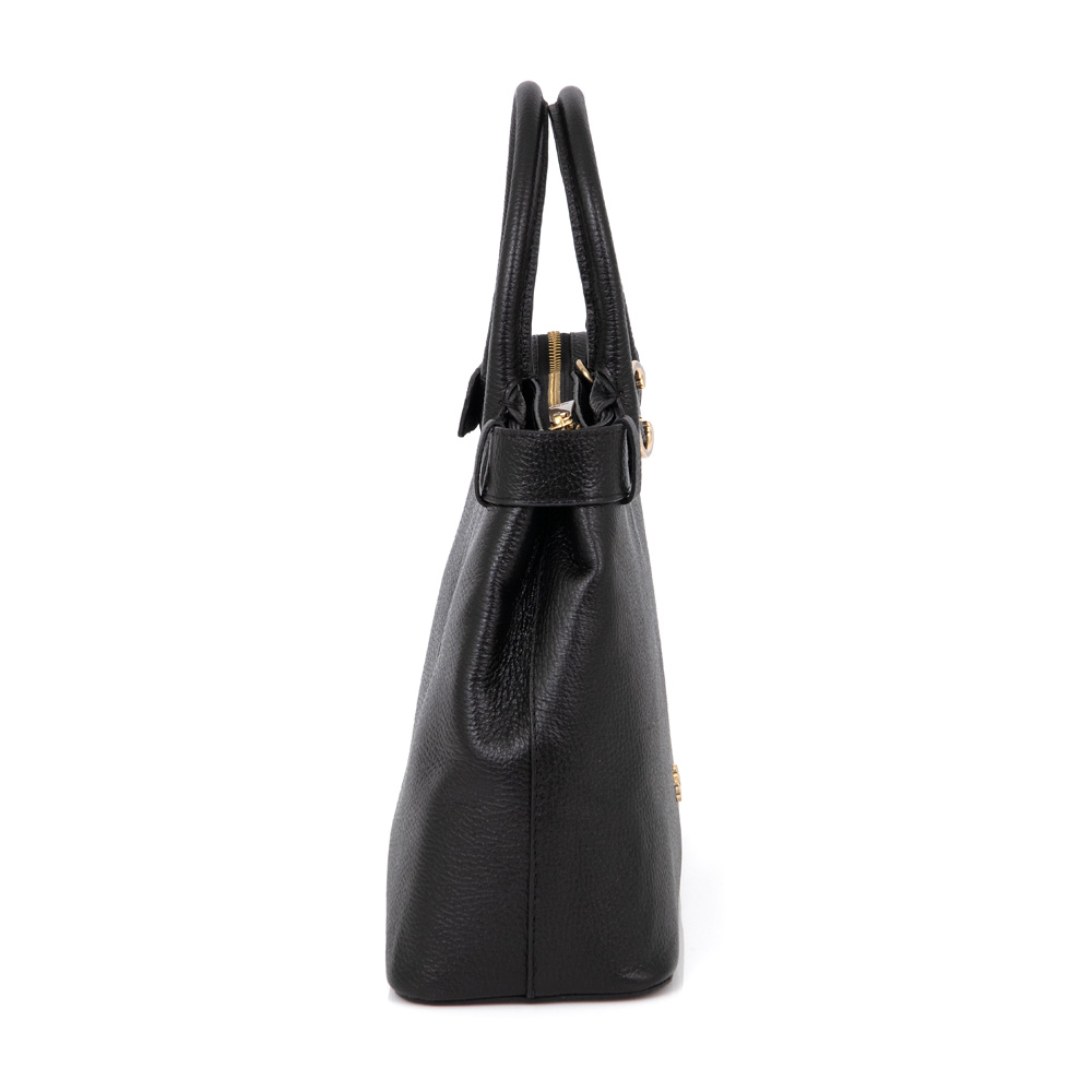 BOLSA MÉDIA PRETA DE COURO TOTE image number 1