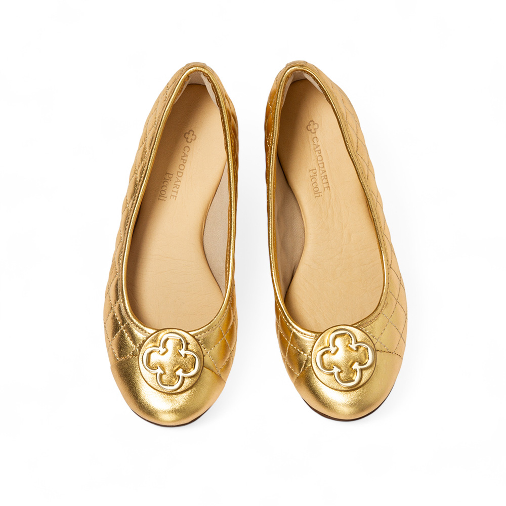 SAPATILHA INFANTIL DOURADA DE COURO MATELASS&Ecirc; image number 4