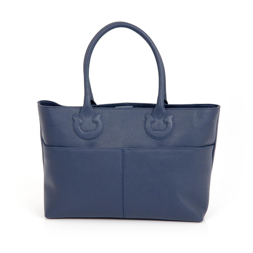 BOLSA SHOPPER DE COURO AZUL AZZURRO image number 3