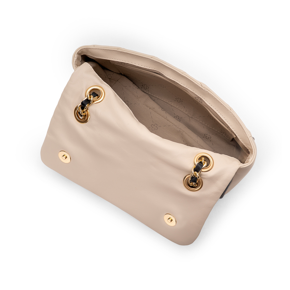 BOLSA PEQUENA BEGE VANILLA E PRETA DE COURO MATELASS&Ecirc; image number 4