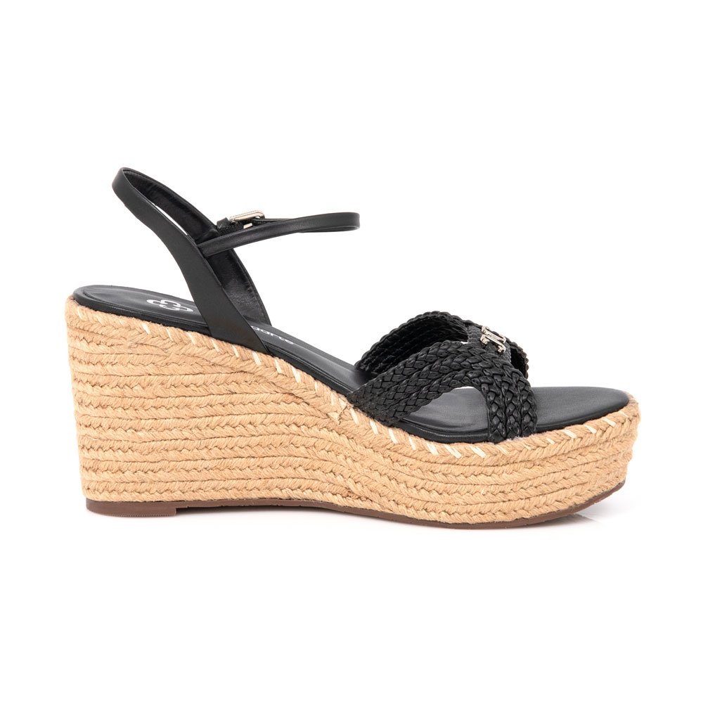 SANDÁLIA SALTO ANABELA PRETA TRANÇADA image number 0