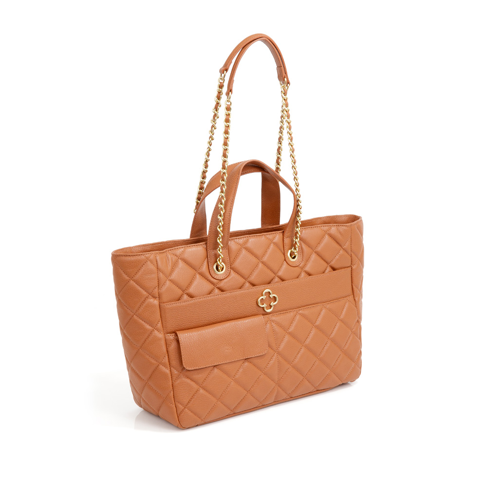 BOLSA GRANDE SHOPPER CARAMELO DE COURO NATELASS&Ecirc; image number 3