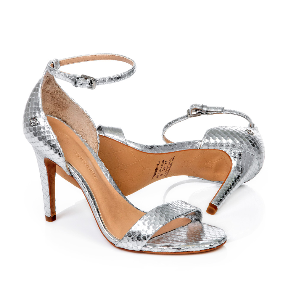 SAND&Aacute;LIA SALTO FINO PRATEADA DE COURO image number 3