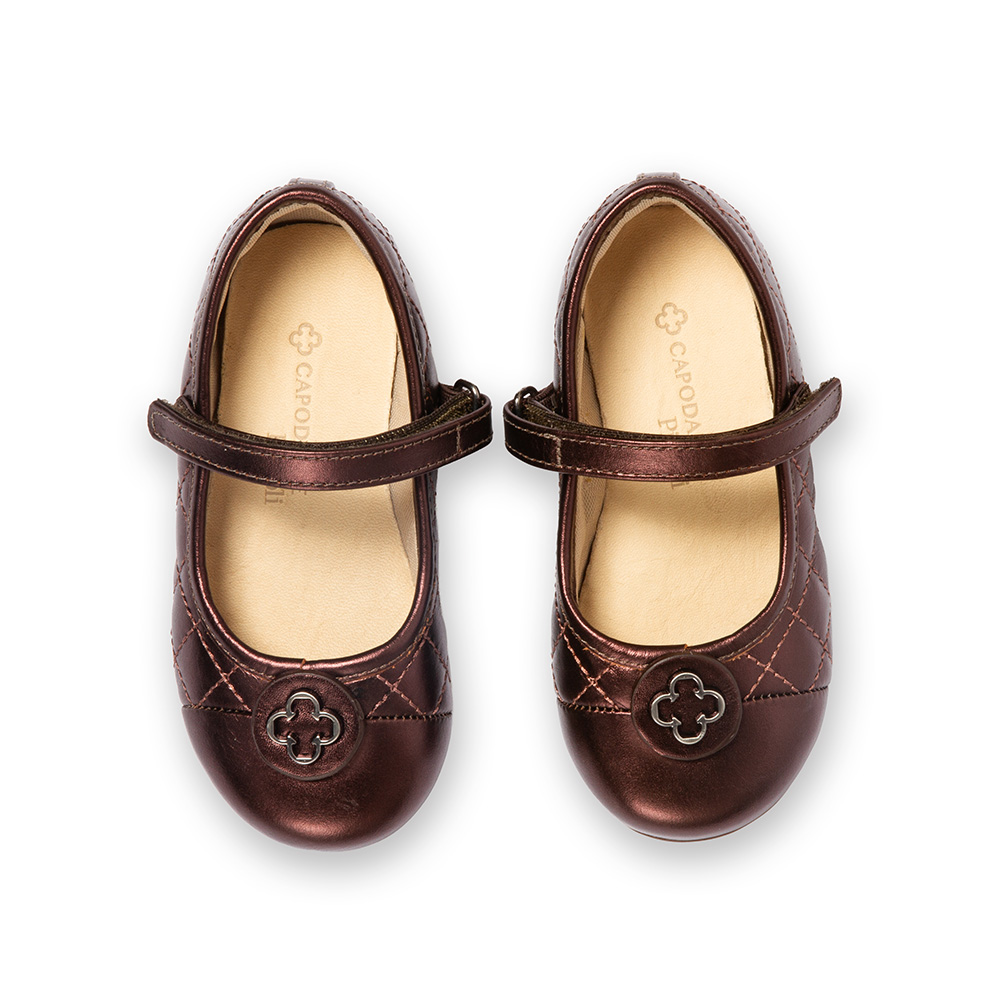 SAPATILHA BEB&Ecirc; MARROM MATELASS&Ecirc; DE COURO COM VELCRO CATHERINE image number 4