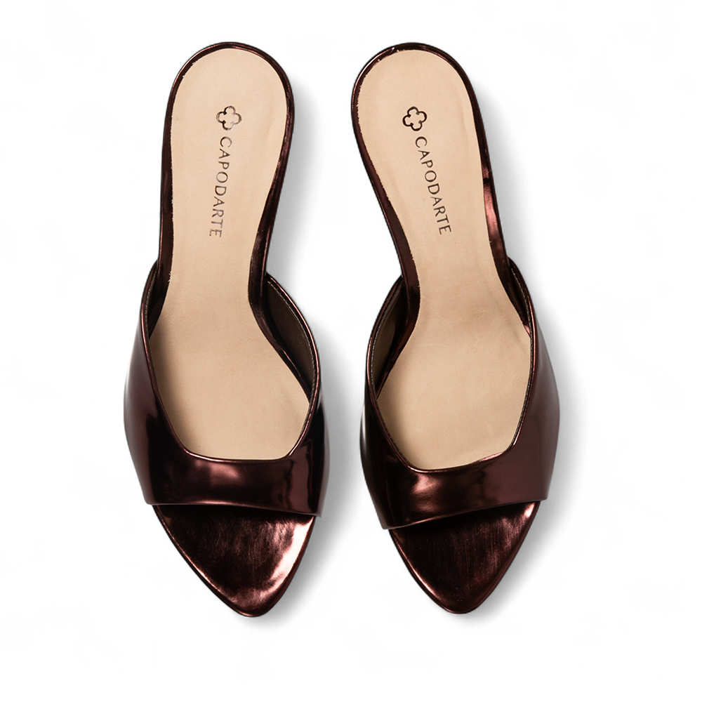 MULE SALTO M&Eacute;DIO MARROM DE COURO SPECCHIO image number 4